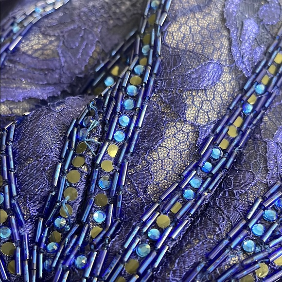 Blue Halter Prom Gown dress size 4 MISSING MANY GEMS - Picture 11 of 14